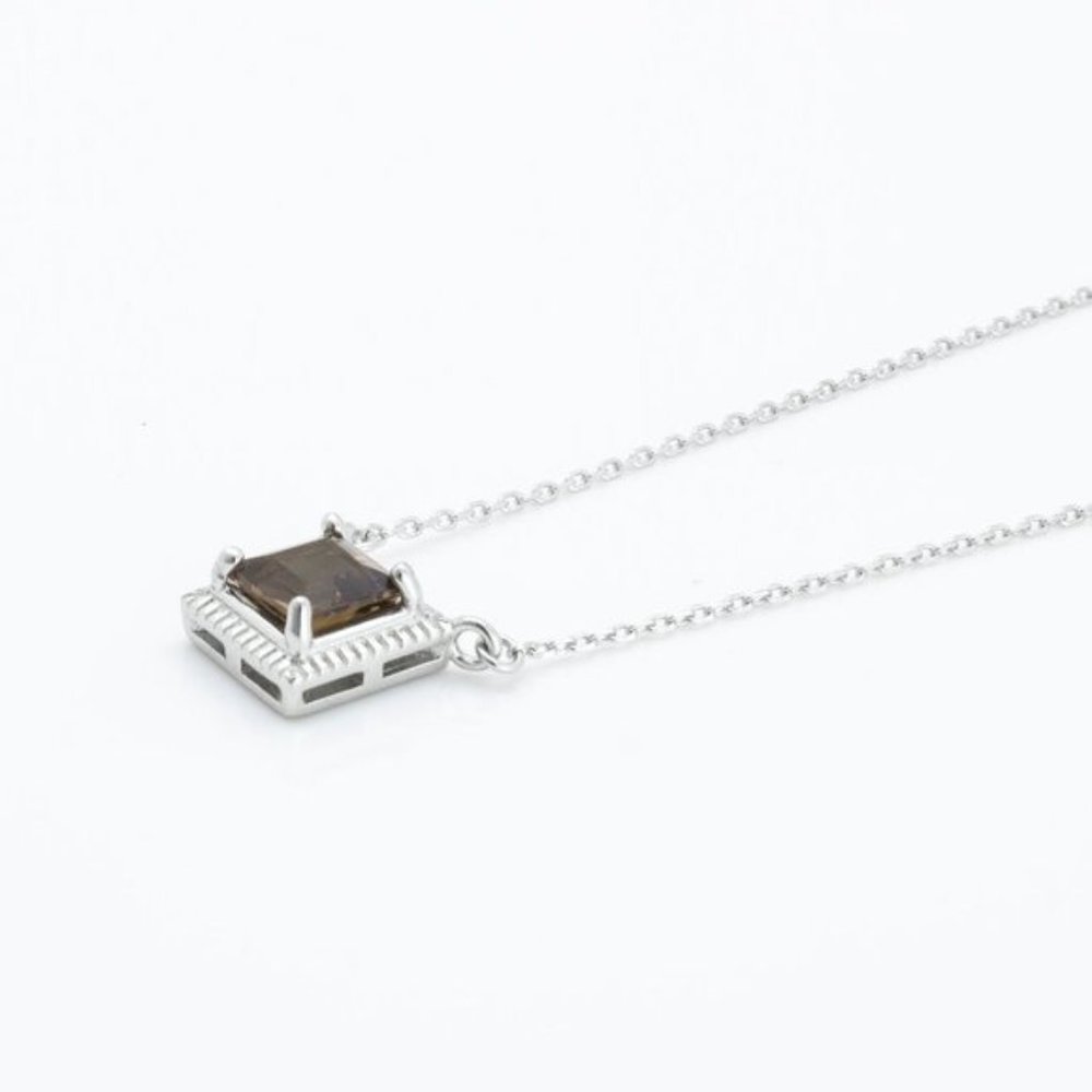 Natural Smokey Quartz Sterling Silver Necklace